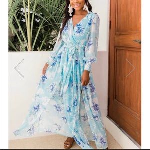 My Dearest Darling Light Blue Floral Maxi Dress